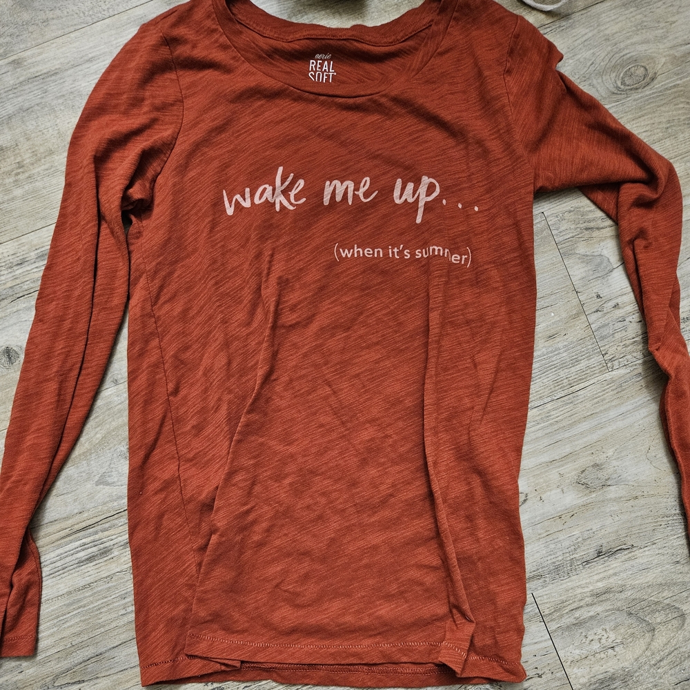 'Wake Me Up When Its Summer ' Burnt Orange Long Sleeve Graphic Tee